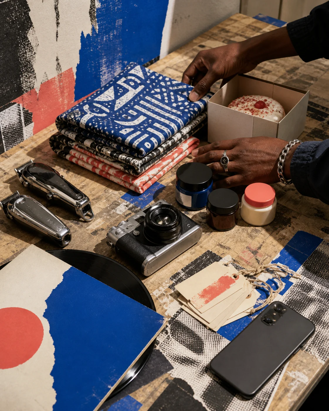 Tools from many creative trades sharing one workbench